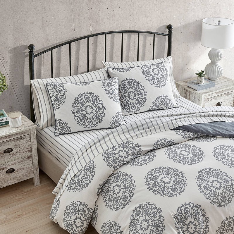 Stone Cottage - King Duvet Cover Set, Reversible Cotton Sateen Bedding with Matching Shams, Ideal Bedding Set (Bristol Grey, King) - Image 3